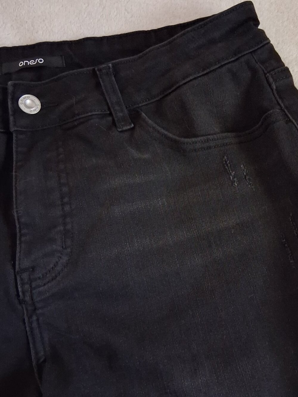 ONESO Women's Size 16W Black Mid-Low Rise Baggy BBL Wide Leg Stretch Jeans - Picture 10 of 15